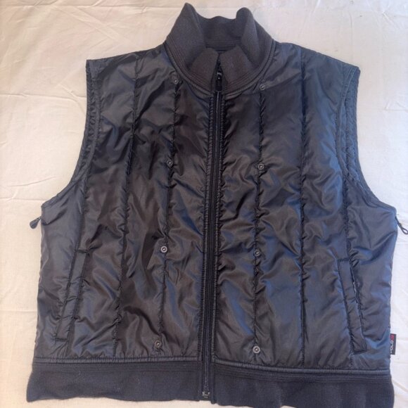 Vintage Polo Ralph Lauren Black Vertical Quilt Insulated Vest Men's XL Snaps - Picture 2 of 15